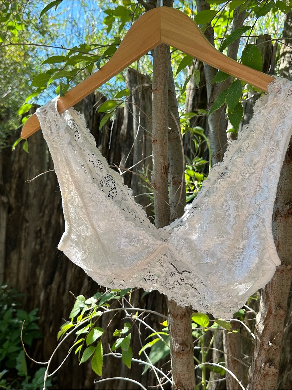 Shimmery Ivory Lace Bralette